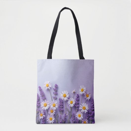 Charmante Lavendel & Witte Daisy Bag Draagtas (Voorkant)