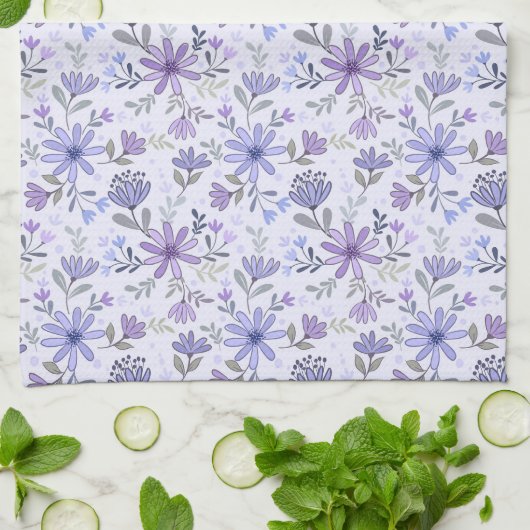 Charmante main dessinée Fleurs Serviette de cuisin (Plié)