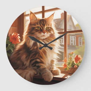 Charmante Maine Coon Cat Grote Klok