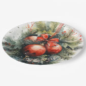 Charmante moderne Waterverf kerstmaretak Papieren Bordje (Gekanteld)