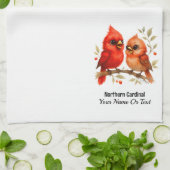 Charmante Noordelijke Kardinaal Theedoek (Gevouwen)