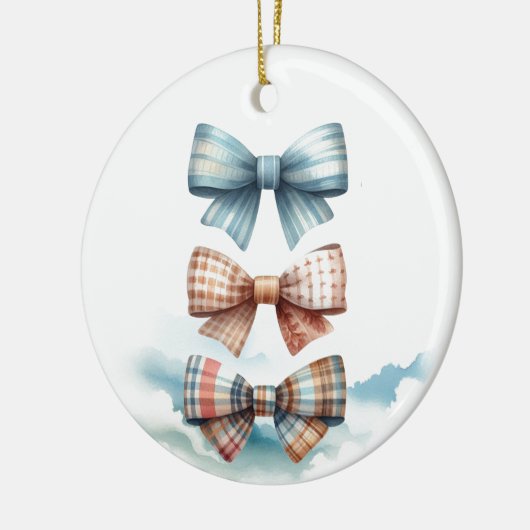 Charmante Patroon Bow Stack Keramisch Ornament (Links)