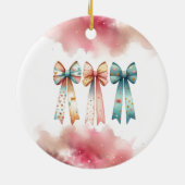 Charmante Patroon Trailing Bows Keramisch Ornament (Achterkant)