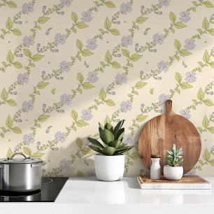 Charmante Periwinkle Lila & Groen Behang