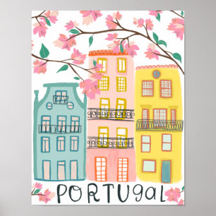Charmante Portugal huizen Handgemaakt Kunstwerk Poster