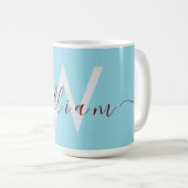 Charmante Robin Egg Blue Mok met aangepaste naam (Voorkant rechts)