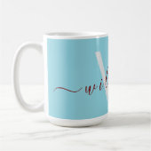 Charmante Robin Egg Blue Mok met aangepaste naam (Links)