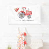 Charmante rode tractor verjaardag spandoek (Insitu)