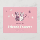 Charmante roze en witte kat vriendschapsdag feestdagenkaart (Voorkant)