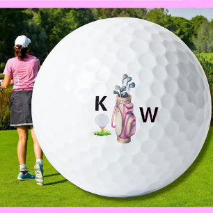 Charmante Roze Golfbag Persoonlijk Gemerkt  Golfballen