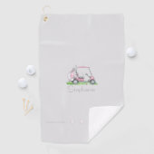 Charmante roze golfkar gepersonaliseerd golfhanddoek (Insitu)