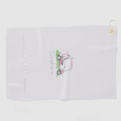 Charmante roze golfkar gepersonaliseerd golfhanddoek (Horizontaal)
