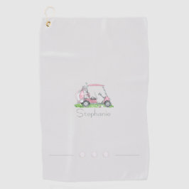 Charmante roze golfkar gepersonaliseerd golfhanddoek