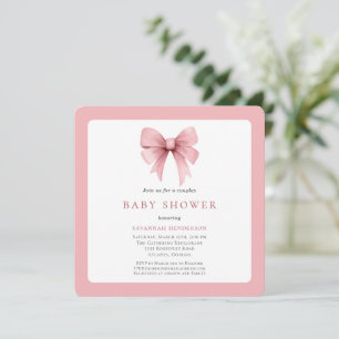 Charmante roze lint boog meisje koppels Baby showe Kaart