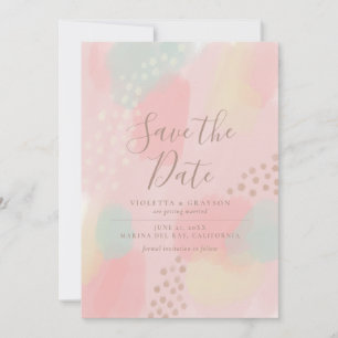 Charmante roze pastel Abstracte kunst bruiloft Save The Date