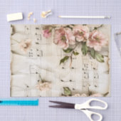Charmante roze rozen  muziekblad ephemera tissuepapier (Craft)