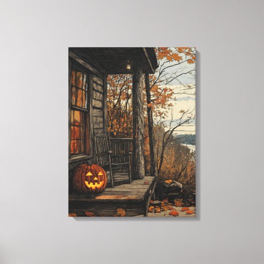 Charmante rustieke Halloween boerderij Canvas Afdruk (Voorkant)