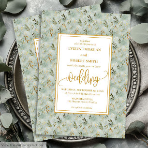 Charmante Sage Groen Goud Eucalyptus Huwelijksuitn Kaart