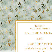 Charmante Sage Groen Goud Eucalyptus Huwelijksuitn Kaart