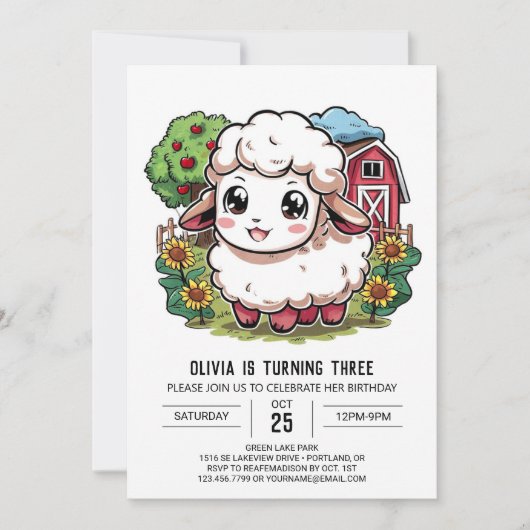  Charmante Schaap Digitale Verjaardag Kaart (Voorkant)