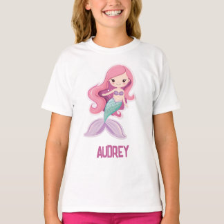 Charmante Schattigee Pastel Zeemeermin met Kinder T-shirt