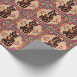 Charmante Schattigee Tortoiseshell Kat Vibrant Bor Cadeaupapier