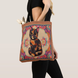 Charmante Schattigee Tortoiseshell Kat Vibrant Bor Draagtas