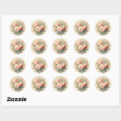 Charmante schoonheid, Roze Shabby Chic Ronde Sticker (Vel)