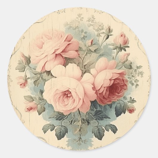 Charmante schoonheid, Roze Shabby Chic Ronde Sticker (Voorkant)