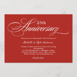 Charmante Script Jubileum Uitnodiging - Rood