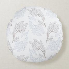 Charmante  Shade Blue Taupe Botanische Bladeren Rond Kussen