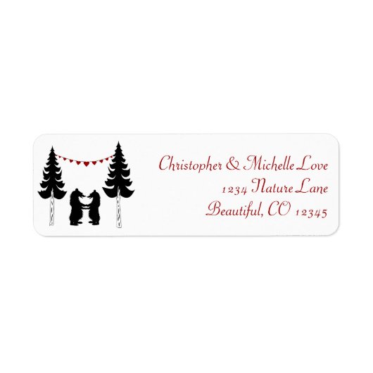 Charmante Silhouette Mountain Beren Adres Etiket (Voorkant)