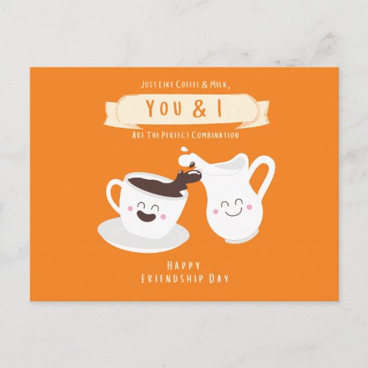 Charmante Sinaasappel en witte koffie en melk Feestdagenkaart (Voorkant)