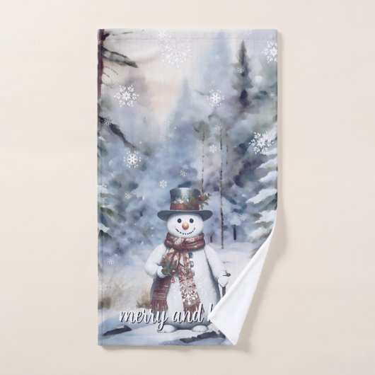 Charmante sneeuwman Waterverf winterbos Bad Handdoek (Handdoek)