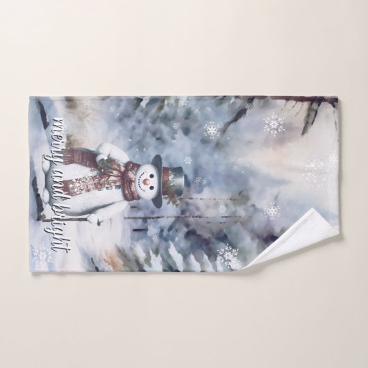Charmante sneeuwman Waterverf winterbos Bad Handdoek (Handdoek)