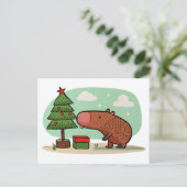 Charmante speelse kerst capibara tekening briefkaart (Staand voorkant)