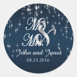 Charmante Star Struck Bruiloft in Navy Blue 2 Ronde Sticker