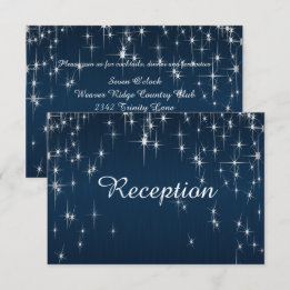 Charmante Starstruck bruiloft Navy Blue - Receptie Kaart