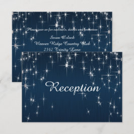 Charmante Starstruck bruiloft Navy Blue - Receptie Kaart