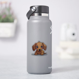Charmante teckel pup, grote bruine ogen, klein sticker