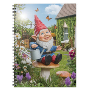 Charmante Tuin Gnome met Watering Can Notitieboek