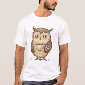 Charmante Uil met Koffie Cup Illustratie T-shirt