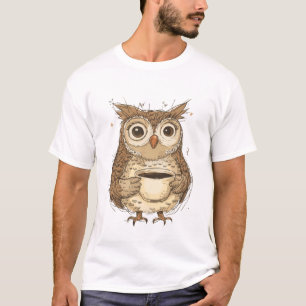 Charmante uil met koffie Mok Illustratie T-shirt