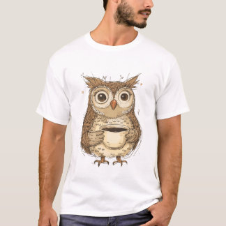 Charmante uil met koffie Mok Illustratie T-shirt