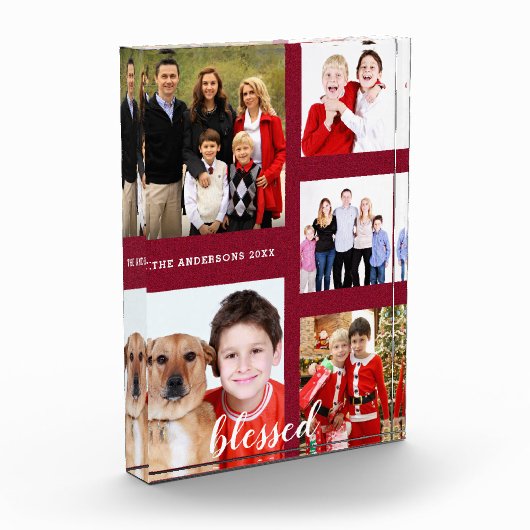 Charmante Vakantie Familie Foto Collage Monogram (Links)