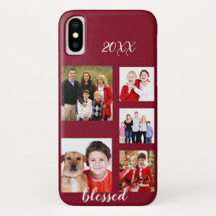 Charmante Vakantie Familie Foto Collage Monogram iPhone X Hoesje