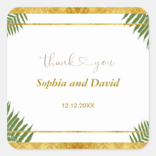 Charmante varen laat gouden folie bruiloft op maat vierkante sticker