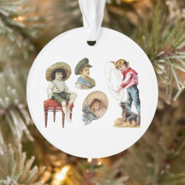 Charmante Victoriaans kinderen en hondencollage Ornament