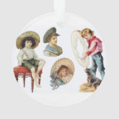 Charmante Victoriaans kinderen en hondencollage Ornament (achterkant)