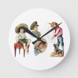 Charmante Victoriaans kinderen en hondencollage Ronde Klok